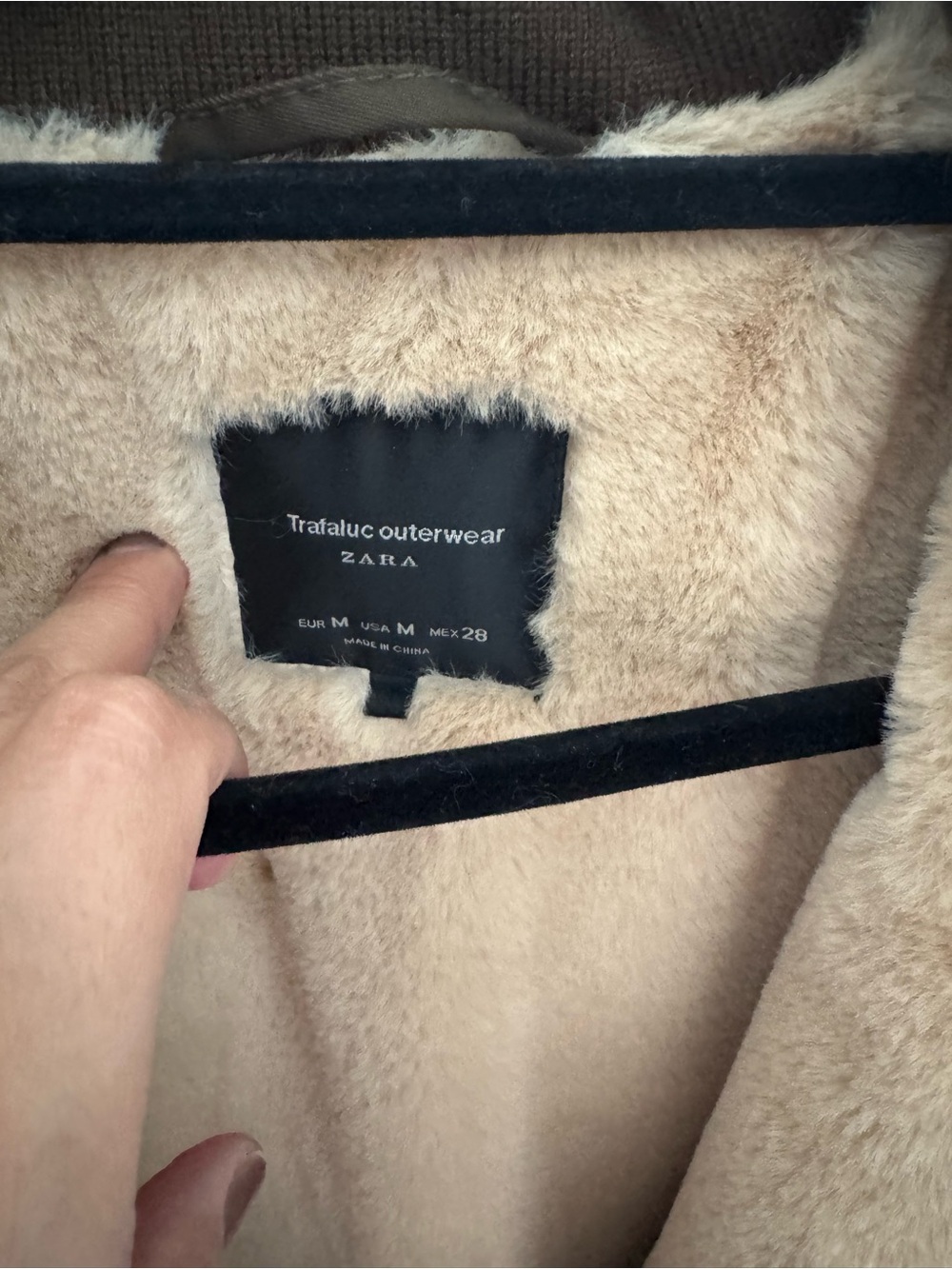 Zara Olive Hooded Trench Coat with Faux Fur Trim - Picture 2 of 3